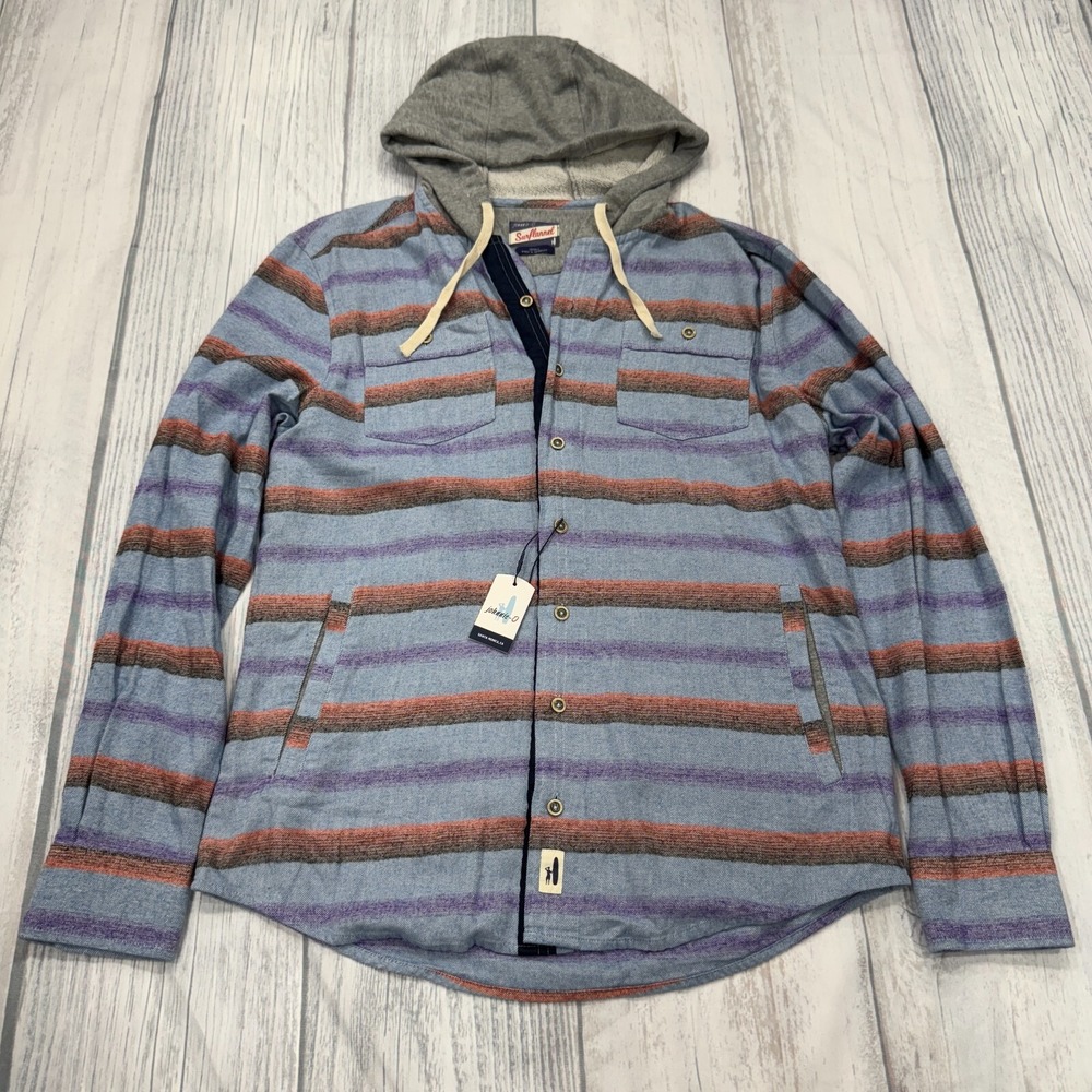 NWT Johnnie-O Melton Flannel Shirt Jacket Shacket Small Hood Surflannel Men $198